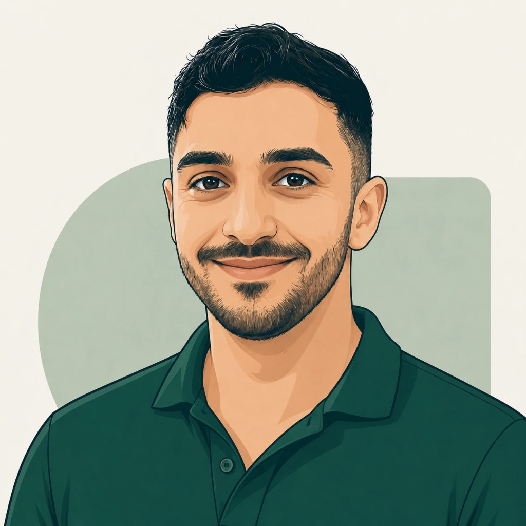 Illustrated portrait of Ben Alkalai